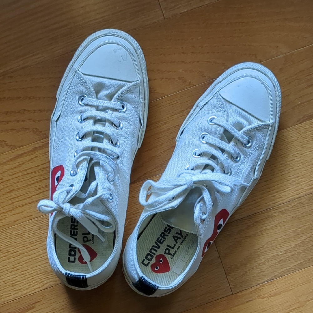 Converse Play White Sneakers with Red Heart